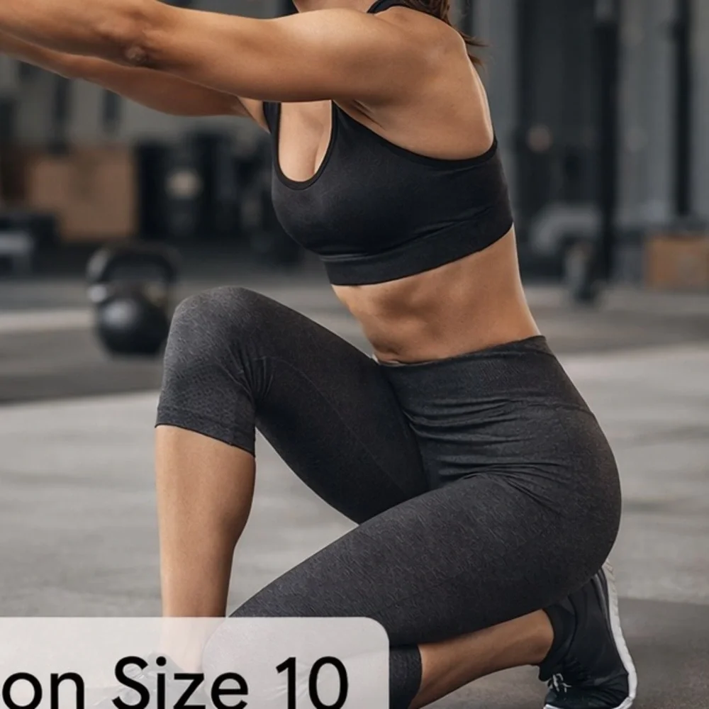 Lululemon Size 10 High Waist Cropped Leggings Black Seamless Yoga Gym Capri